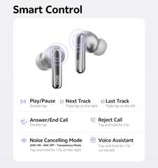 QCY MeloBuds N70 Adaptive ANC Wireless Earbuds Bluetooth 6.0 LDAC Hi-Res Audio 6 Mics Wireless Charging Earphones 50Hrs IPX5