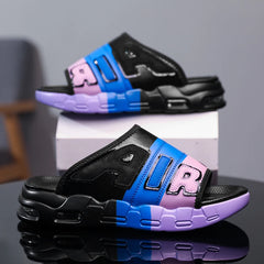 Summer Men Slippers Casual Sandals Platform Bubble Outdoor Beach Sandals Garden Shoes Male Comfortable Home Slides Loafers 39-47