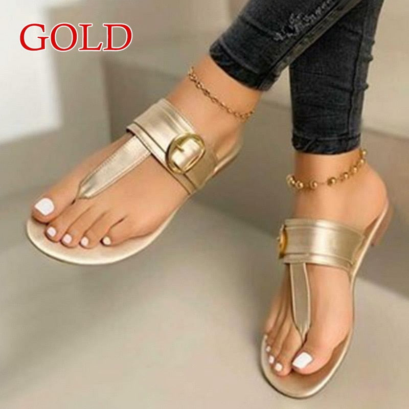 Women Sandals 2023 Summer Outdoor Beach Flip-flop Sandals Solid Fashion Gladiator Sandals Women Flats Casual Ladies Shoes