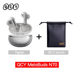 QCY MeloBuds N70 Adaptive ANC Wireless Earbuds Bluetooth 6.0 LDAC Hi-Res Audio 6 Mics Wireless Charging Earphones 50Hrs IPX5