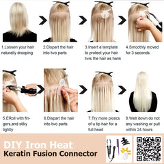 Mrs Hair Keratin Hair K Tip Hot Fusion Natural Human Hair Extensions Italy Keratin Glue Machine Remy Hair 12-22inch