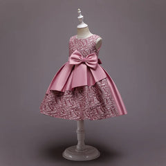 Summer Kids Dress For Girls Wedding Party Lace Bowknot Princess Dress For Children Elegant Pageant Birthday Formal Vestidos