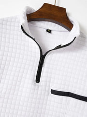 2025 Spring and Autumn New Men's Plaid Turtleneck Zipper Long Sleeve Polo Shirt  Casual
