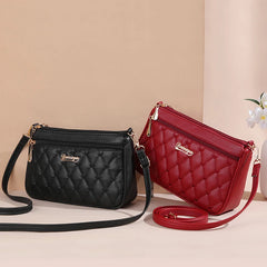PU Leather Crossbody Bags Zipper New Fashion Shoulder Bag for Women Large Capacity Embroidery Thread Small Purse