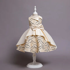Baby Girl Bow Flower Dress 2-10 Year Children Girl Wedding Birthday Party Princess Dresses Kids Girl Gown