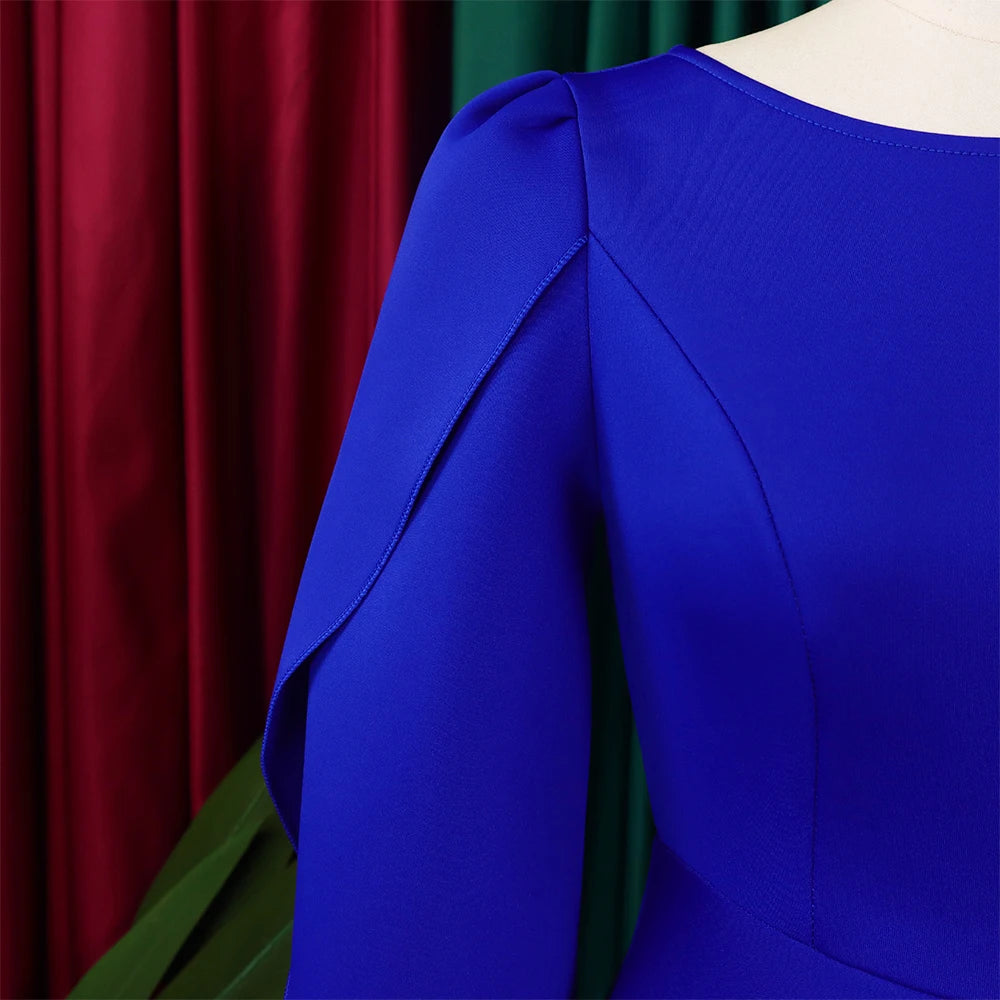 Elegant Party Dresses Woman 2024 New O Neck Half Sleeve High Waisted A Line Pleated Mid Calf Luxury Birthday Dinner Vestidos Hot