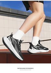 Men Running Shoes Marathon Sneakers Carbon Board Air Cushion Breathable Lightweight Men's Comfortable Athletic Nonskid Sports
