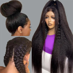 13x4 Lace Front Wigs Human Hair Pre Plucked 250 Density HD Kinky Straight Lace Front Wigs Human Hair Frontal Wigs Human Hair