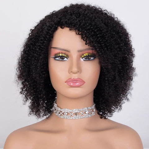 Sleek Afro Kinky Curly Human Hair Wigs Ombre Highlight Kinky Curly Human Hair Wig Brazilian Full Machine Curly Bob Wig For Women