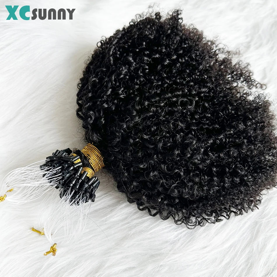 Micrlink Hair Extensions Human Hair Kinky Curly For Black Women Double Drawn Micro Ring Loop Hair Extensions Human Hair Color 4