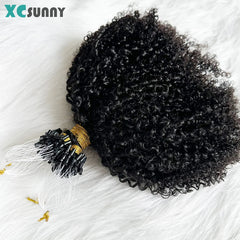 Micrlink Hair Extensions Human Hair Kinky Curly For Black Women Double Drawn Micro Ring Loop Hair Extensions Human Hair Color 4