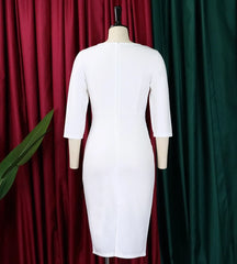 2023 Autumn Spring New Fashion Casual Short Sleeved Round Neck Commuting Office Dress Pencil Skirt Dresses for Women Elegant