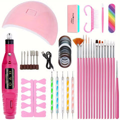 LINMANDA Professional USB Electric Nail Drill Polish File Kit with UV LED Nail Lamp Gel Manicure Dryer