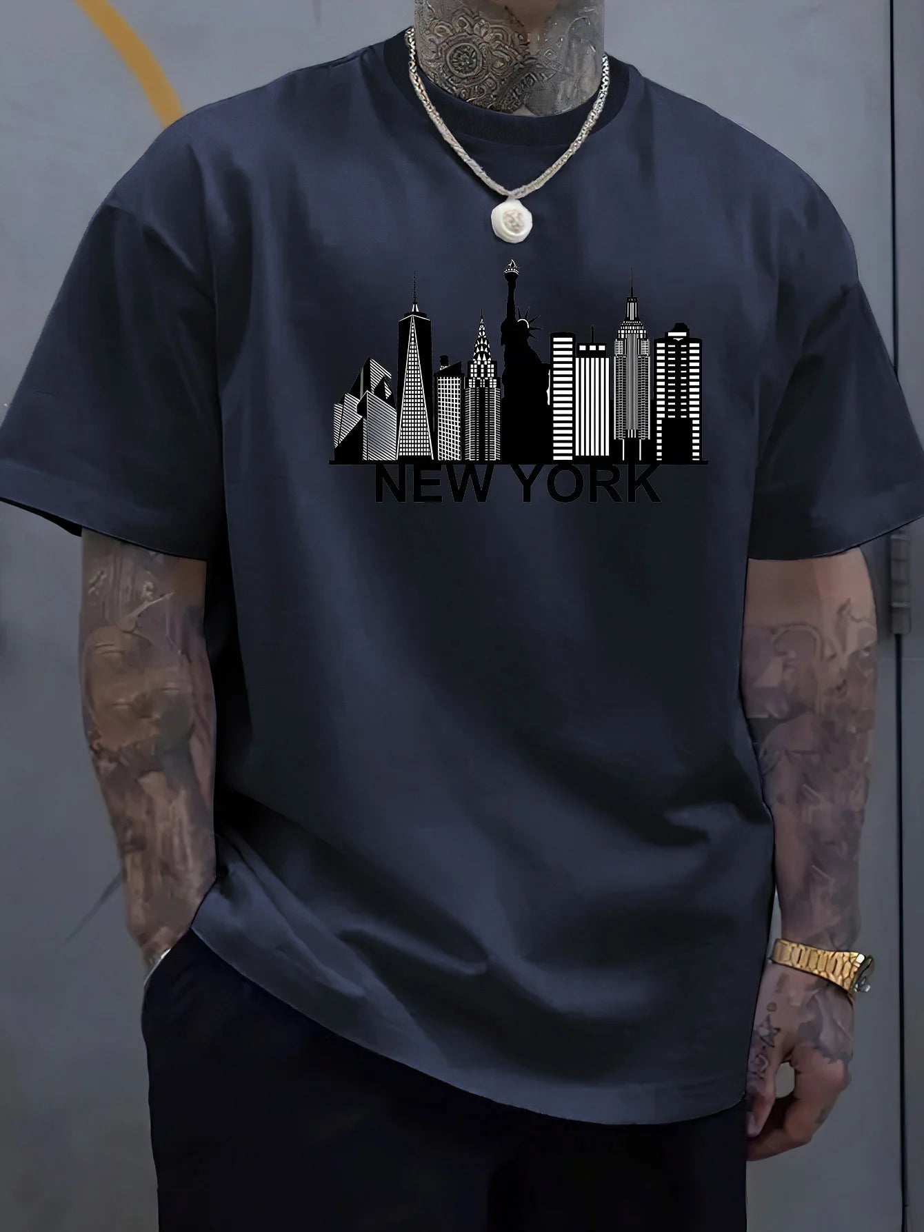 100% pure cotton men's New York city pattern printed fashionable casual  sports