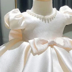 Baby Girls Dress Birthday Clothes Bowknot Pearl French Puffy Dress Childrens Sweet New Style Princess Dress
