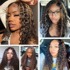 Highlight Ombre Lace Front Wig 40 Inch Curly Wigs 13x6 13x4 Hd Lace Frontal Water Wave Human Hair Wigs 1B/30 Colored Deep Wave