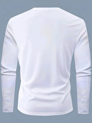 Men's 100% pure cotton comfortable casual loose oversized MALINO ITALIA printed sports round neck long sleeved T-shirt top