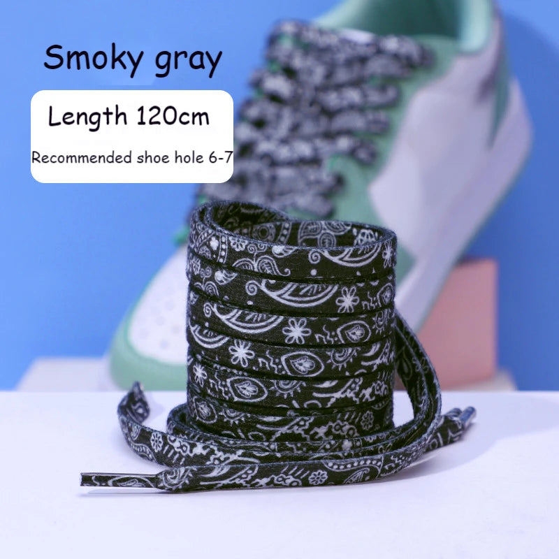 Sports Shoelaces Cashew Flower AF1 Canvas Shoe laces Black and White Color Ins Trend Personality Flat Shoelace Rope Wholesale