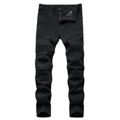 Men's Moto Biker Jeans  2025 New Spring Autumn HIP HOP Punk Streetwear Black White Straight OverSize Denim Pants