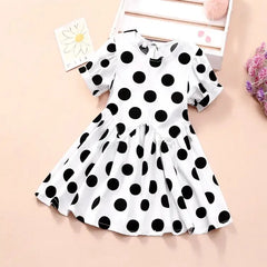Summer Girls Short Sleeve Dress For Kids Polka Dot Dress Wedding Birthday Party Vestidos 3 6 7 9 12Year Children Casual Clothing
