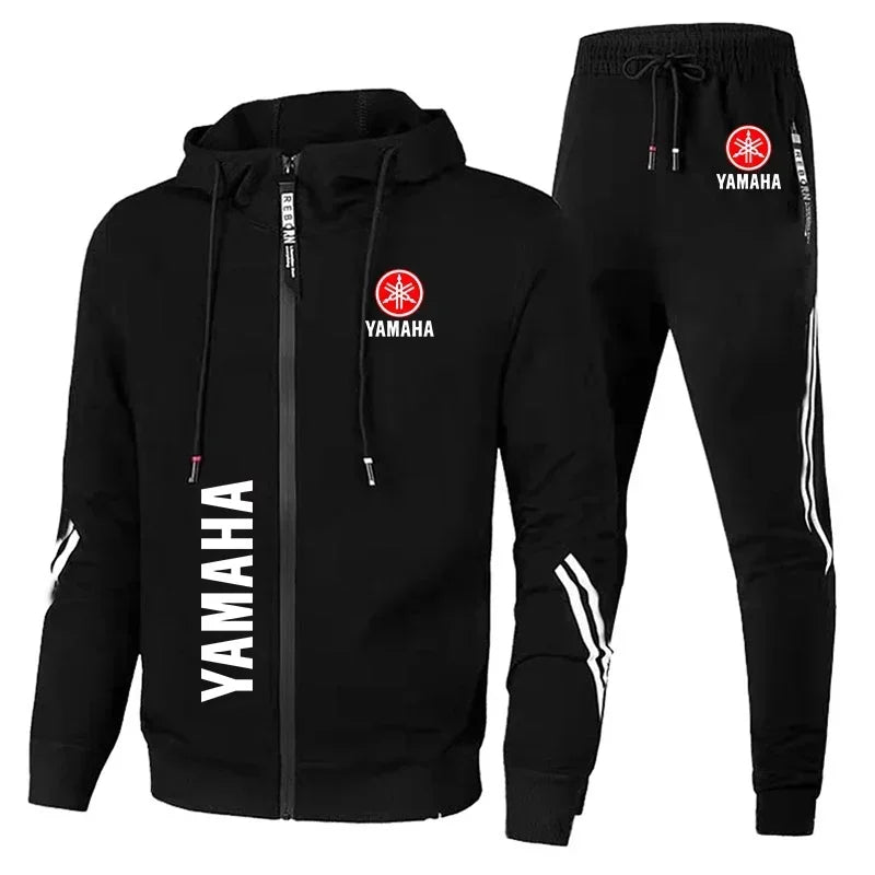 Men's Yamaha logo printed sportswear warm sportswear set, men's autumn and winter jacket Yamaha men's clothing
