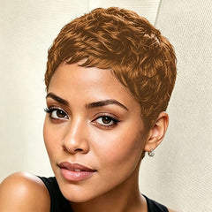 Curly Wave Wig 150% Density 4 Inch Pixie Cut Curly Wave Human Hair Wig for Women