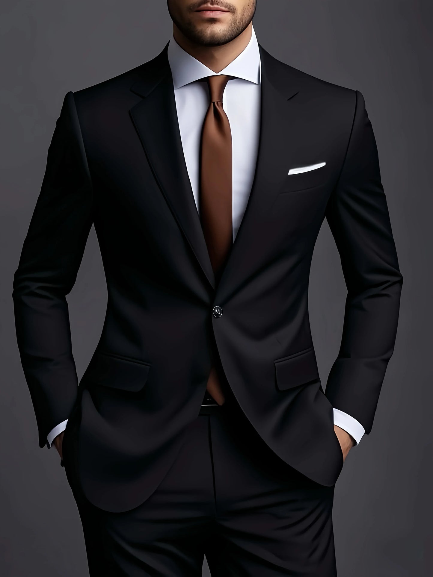 Men's Business Casual Wedding Suit Black Two-Piece Set with Waistcoat And Trousers Fashionable And Handsome Trend