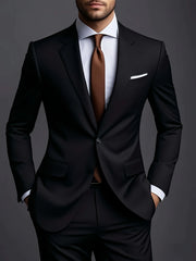 Men's Business Casual Wedding Suit Black Two-Piece Set with Waistcoat And Trousers Fashionable And Handsome Trend