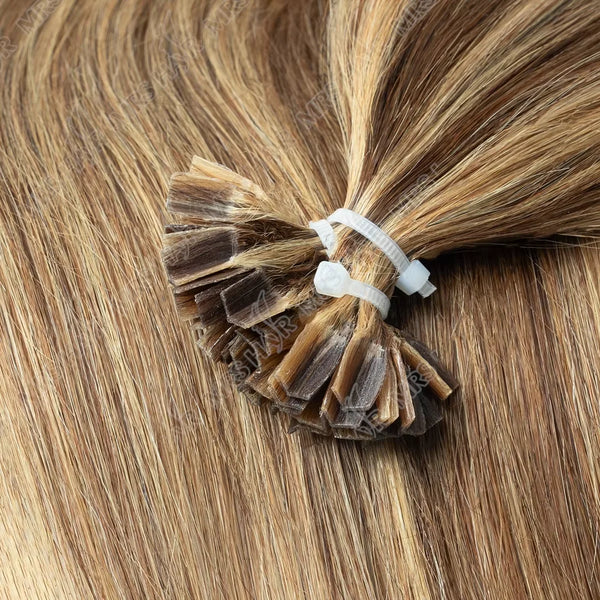 Boymia K Tip Hair Extensions Human Hair Keratin Pre Bonded Hot Fusion Nail Tip Balayage Natural Silky Straight Extensions 50G