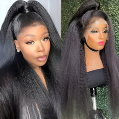 13x4 Lace Front Wigs Human Hair Pre Plucked 250 Density HD Kinky Straight Lace Front Wigs Human Hair Frontal Wigs Human Hair