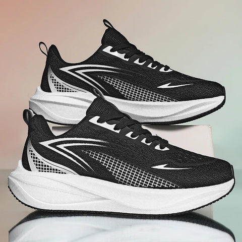 Men Running Shoes Marathon Sneakers Carbon Board Air Cushion Breathable Lightweight Men's Comfortable Athletic Nonskid Sports