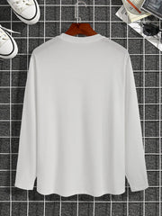New long-sleeved T-shirt men's printed round neck long-sleeved T-shirt trend versatile casual tops men's clothing summer