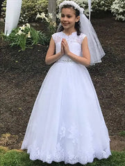 First Holy Communion Dress White Baptism Dresses for Girls 7-16 Lace Princess Flower Girls Gown