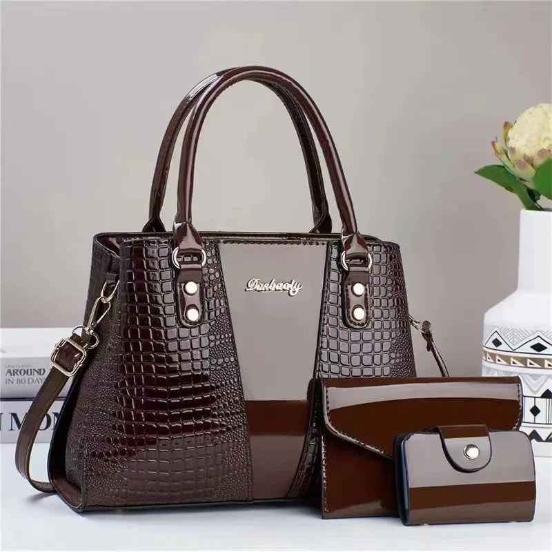 2024 Large Capacity Crocodile Patterned Crossbody Composite Bag High Quality PU Single Shoulder Tote Bags Women Fashion Handbags