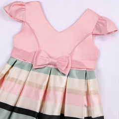 Hot new children's striped dress with bow little girl birthday party piano performance dress dress