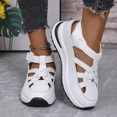 Casual Hollow out Flat Sandals Women's Summer New Style Thin Platform Thick Bottom Heightening Shoes Rubber Sole Ladies Sandals