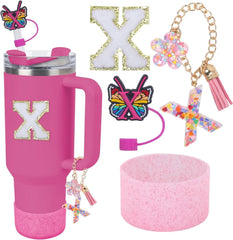 Accessories for Stanley Cup 40oz 30oz Letter Charms for Handle Silicone Boot,Straw Cover Topper & Sticker Charms