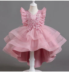 Flower Girl Dresses for Wedding White Champagne Red Pink Child Gala Evening Formal Luxury Birthday Puffy Irregular Elegant Dress
