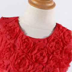 Red Girl Princess Dress Christmas Costume New Year Gifts Girls Party Dresses Mesh Bow Wedding Dress Elegant Children's Clothing