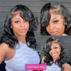 Transparent HD Short Bob 180 200 Density Human Hair Wig Body Wave 13x Wave  Brazilian