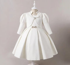 HETISO Gorgeous Elegant Long Sleeve Girls Dress Coat Set Children's Formal Performance Wedding Ball Gown 5-10 Years