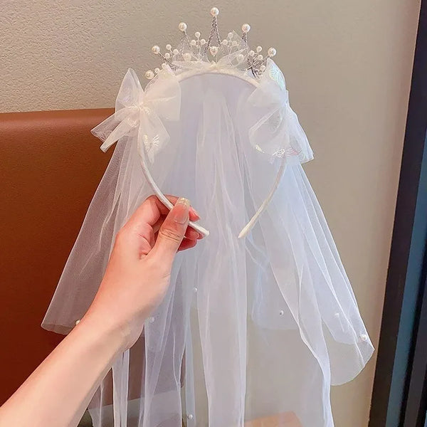 Baby Girl Princess Bow Pearl Silk Dress White Clothing Infant Toddler Vintage Vestido Wedding Party Birthday Baby Clothes 1-14Y