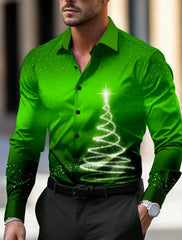 Christmas Theme Men's Christmas Trees Printed Shirts Snowflake Grad Shirts