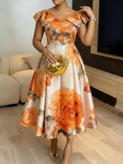 African Dresses for Women Elegant 2026 Dashiki Spring Summer Midi Dress