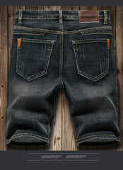 2026 Summer Shorts Jeans Men Denim Pants Stretch Dark Blue Fashion Design Men's Jeans Slim