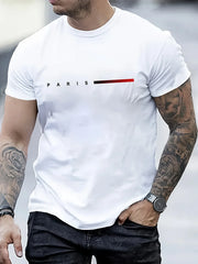 Men's 100% Cotton Summer Loose PARIS Creative Letter Print Casual