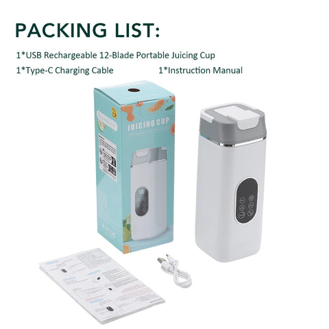 6 Blades Electric Juicer Cup 2 Cups For Travel Portable Juicer Mixer Usb Charge Fresh Fruit Juice Personal Blender Smoothie