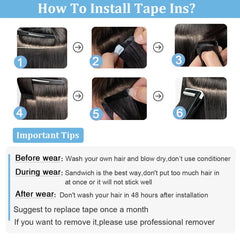 Tape In Kinky Straight Human Hair Extensions Brazilian Hair Adhesive Extensions Skin Weft Black 100% Real Human Hair for Women