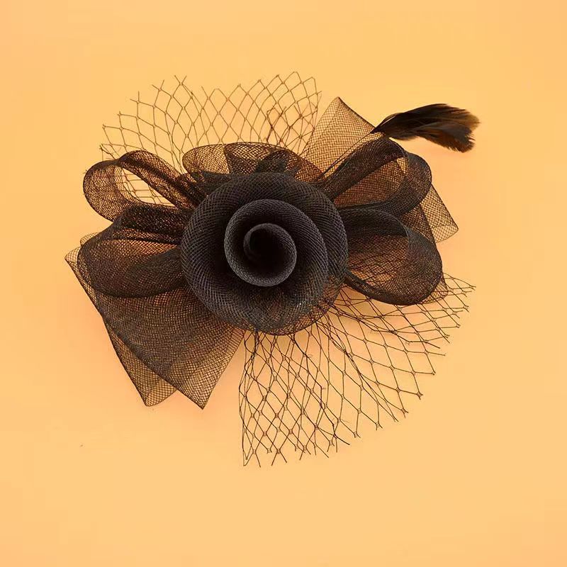 Vintage Bridal Gauze Veil Bow Feather Mesh Mask Hair Accessories Wedding Party Korea Japan Black White