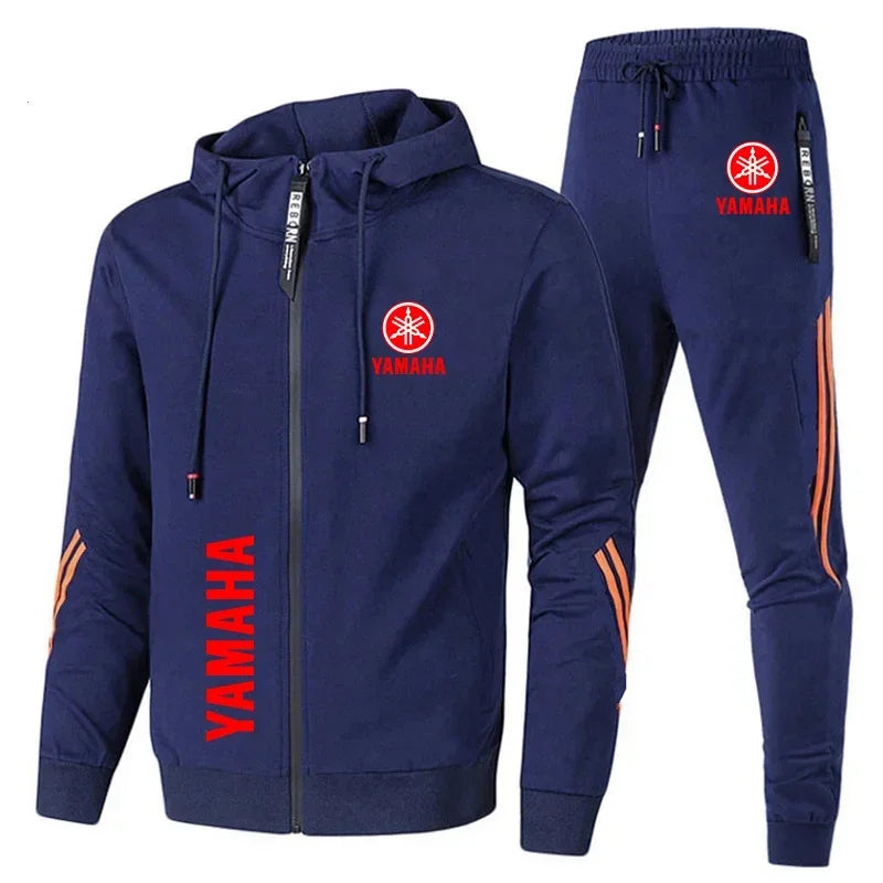 Men's Yamaha logo printed sportswear warm sportswear set, men's autumn and winter jacket Yamaha men's clothing